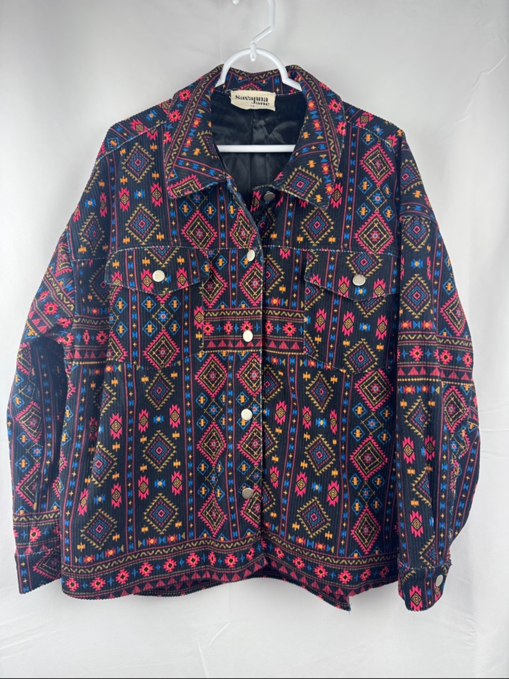 Savanna Jane Southwestern Button Front Shacket Jacket Corduroy Plus Size 1X